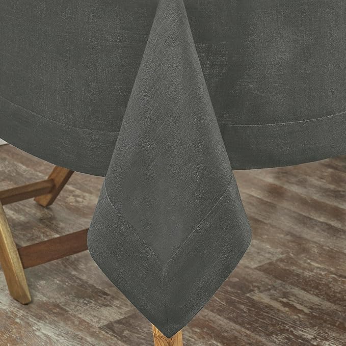 D'Moksha Homes Linen Tablecloth 60 x 120 Inch - 100% Pure Linen Charcoal Grey Table Cloth for Rectangle Tables - Machine Washable Cloth Tablecloth for Fall, Thanksgiving, Holiday