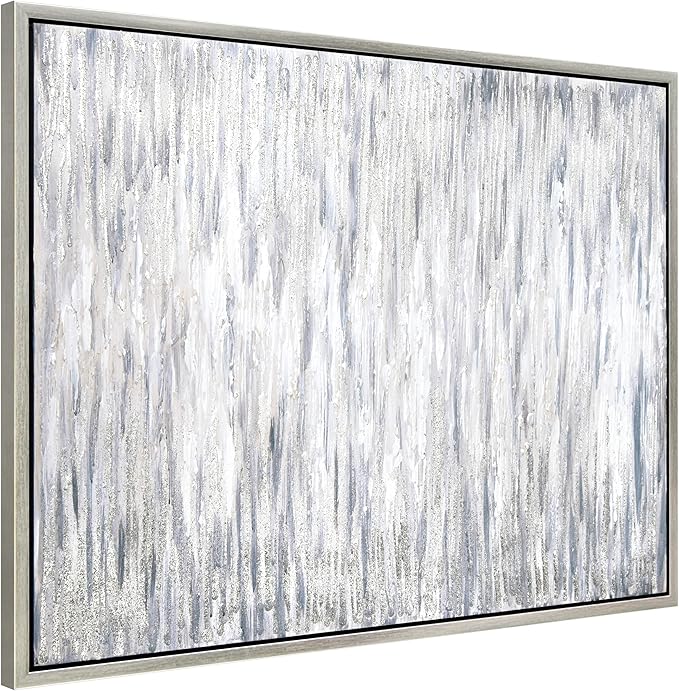 Empire Art Direct Gray Field II Textured Glitter Hand Painted Framed Canvas Wall Art, Ready to Hang, Living Room, Bedroom & Office, 30"x40"x1.5"