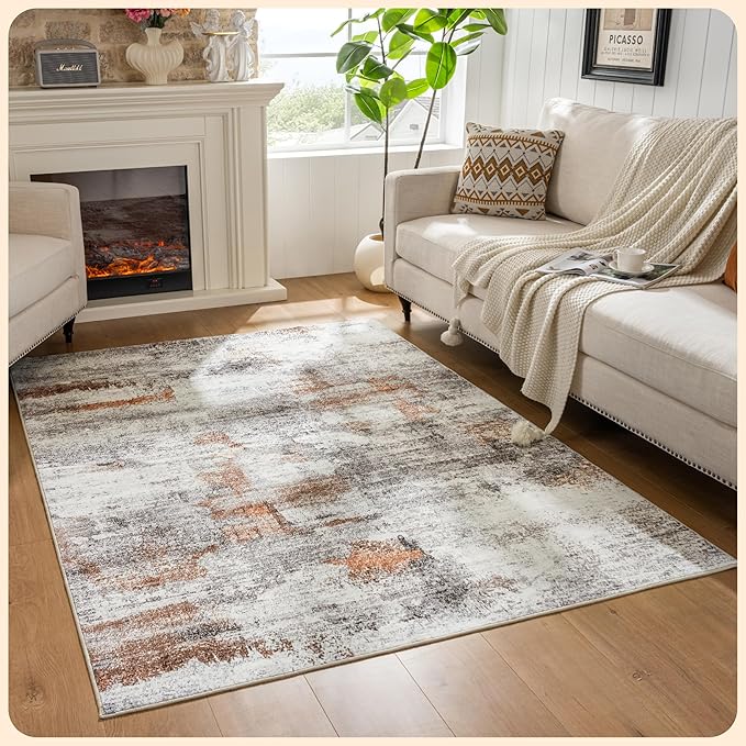 Istana 5x7 Area Rug - Grey Multi Rugs for Living Room 5x7 - Foldable Rugs for Bedroom - Stain Resistant Washable Rug - Eco-Friendly Boho Area Rugs - Easy to Clean Living Room Rug