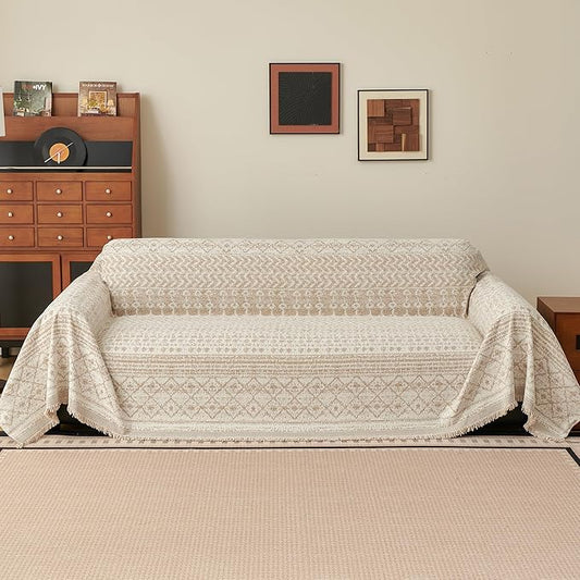 MEETSKY Boho Couch Cover for Sectional Sofa, Chenille Loveseat Sofa Covers Washable Pet Friendly Geometric Couch Covers