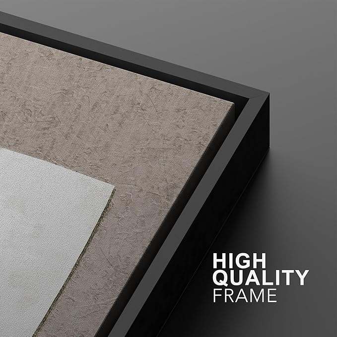 SIGNWIN Framed Canvas Print Wall Art Set Art Deco Grunge White Polygons Abstract Shapes Cozy Neutral Minimal Decorative Nordic Zen Bohemian for Living Room, Bedroom, Office - 16"x24"x2 Black