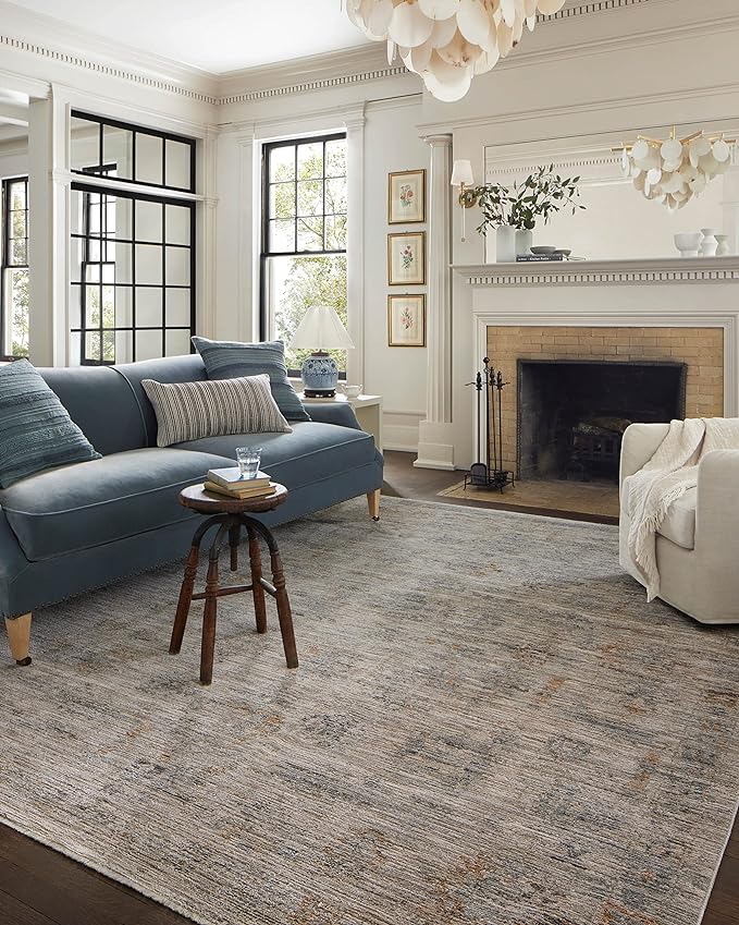 Loloi Jean Stoffer Katherine Collection KES-04 Pebble/Ocean 3'-6" x 5'-6", .25" Pile Height, Accent Rug