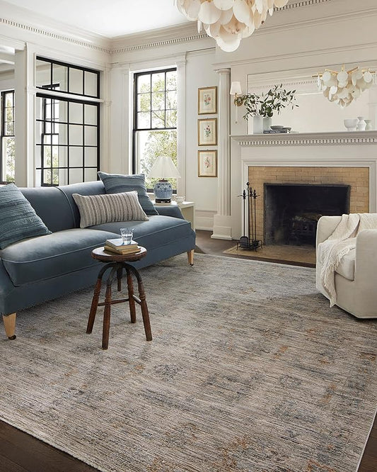 Loloi Jean Stoffer Katherine Collection KES-04 Pebble/Ocean 3'-6" x 5'-6", .25" Pile Height, Accent Rug