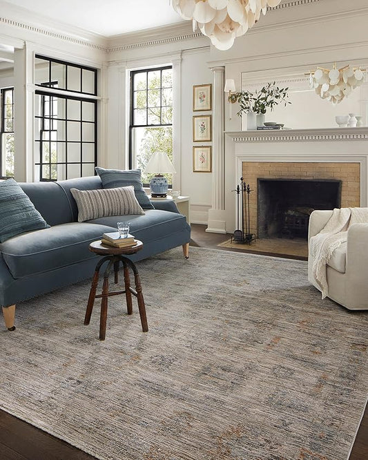 Loloi Jean Stoffer Katherine Collection KES-04 Pebble/Ocean 9'-6'' x 13'-1'', .25" Pile Height, Area Rug