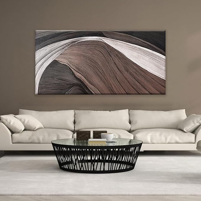 TAIJXAGSG Large Abstract Wall Art For Living Room Pints Black And White Canvas Art Wall Decor Prints Picture Painting Brown Maximalist Decor Artwork For Bedroom Modern Home Wall Decor 29x58 In