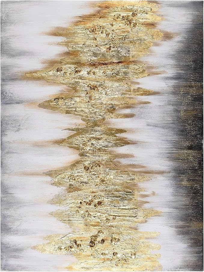 Empire Art Direct Abstract Wall Art Textured Hand Painted Canvas by Martin Edwards, Unframed, 40" x 30", Gold Frequency