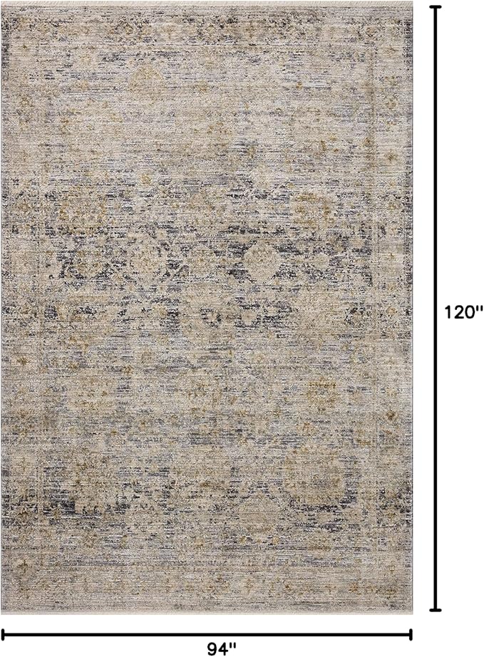 Loloi Jean Stoffer Katherine Collection KES-02 Charcoal/Gold 7'-10'' x 10', .25" Pile Height, Area Rug