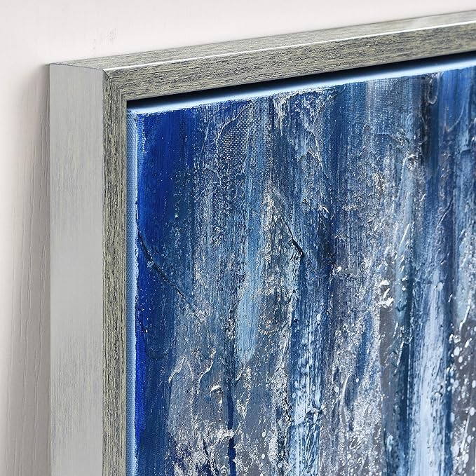 Empire Art Direct Abstract Wall Art Textured Hand Painted Canvas by Martin Edwards, Champagne Frame, 40" x 30", Icicles