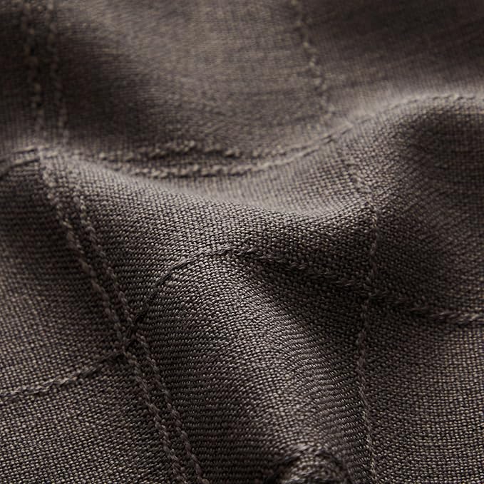 ZeeMart Linen Checked Table Cloth, Farmhouse Style Plaid Embroidered Charcoal Tablecloth, Water Resistant Rectangle Table Cloth, Charcoal 60x104 Inches
