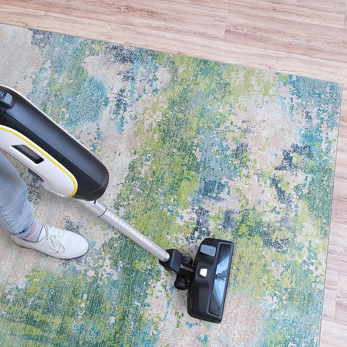 Non Slip Rugs 2x3 Modern Abstract Easy Silk Rubber Backing Soft Entryway Area Rug for Door Mat Easy to Clean Non Shedding Kitchen for Bedroom Indoor Carpet (Teal - Green, 2x3)