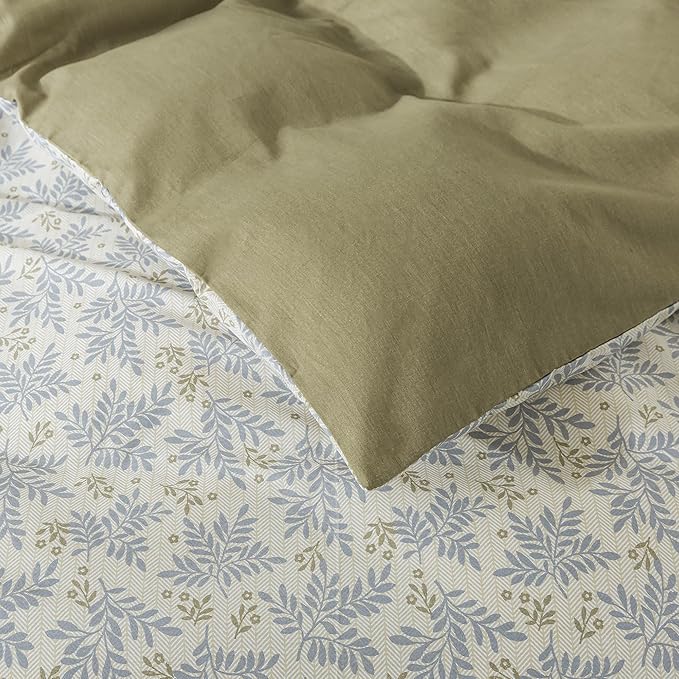 HoneiLife Floral Duvet Cover King - 100% Cotton Comforter Cover,Breathable Bedlinen Set with Zipper Closure & Corner Ties, Botanical Comforter Cover Sets 3-PC