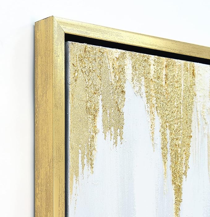 Empire Art Direct Abstract Wall Art Textured Hand Painted Canvas by Martin Edwards, Gold Frame, 40" x 30", Golden Rain