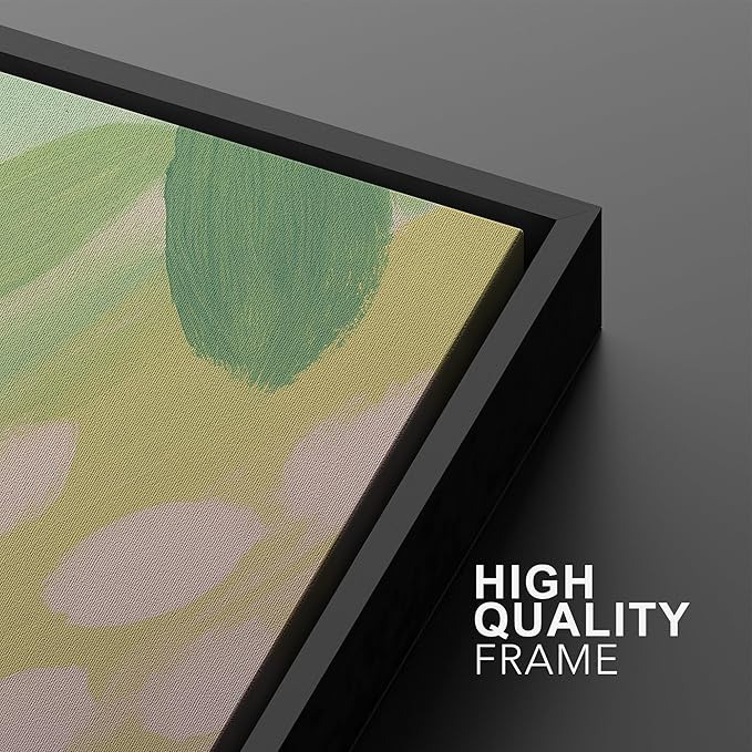 SIGNWIN Framed Canvas Print Wall Art Set Pastel Garden Rhythm Abstract Green and Pink Brushstroke Botanical Zen Bohemian for Living Room, Bedroom, Office - 24"x36"x2 BLACK