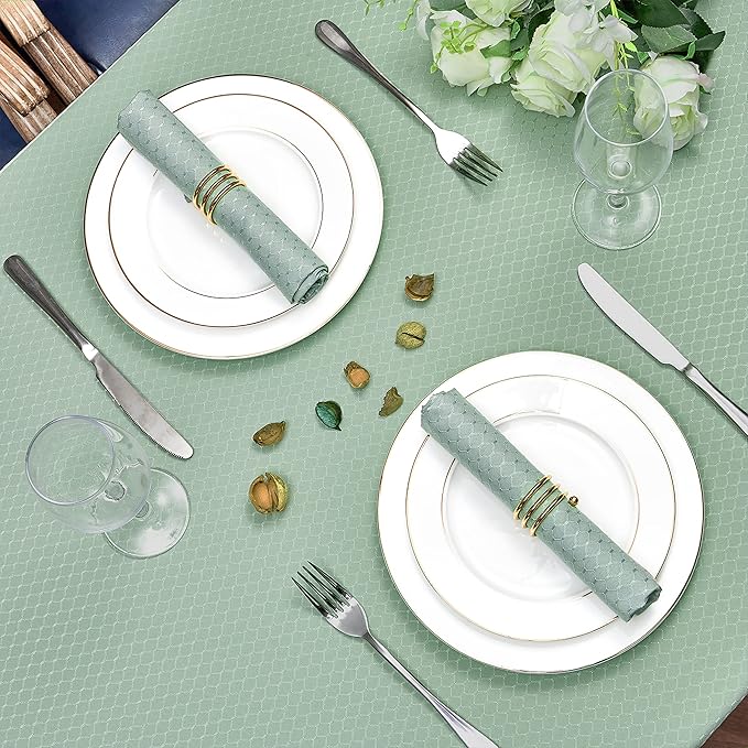 Rectangle Table Cloth Linen Farmhouse Stainproof Waterproof Washable Polyester Oblong Rectangular Fabric Table Cover for Kitchen Dining Dinner (Sage Green, 52 X 70 Inch)