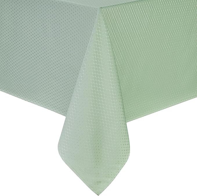 Rectangle Table Cloth Linen Farmhouse Stainproof Waterproof Washable Polyester Oblong Rectangular Fabric Table Cover for Kitchen Dining Dinner (Sage Green, 52 X 70 Inch)