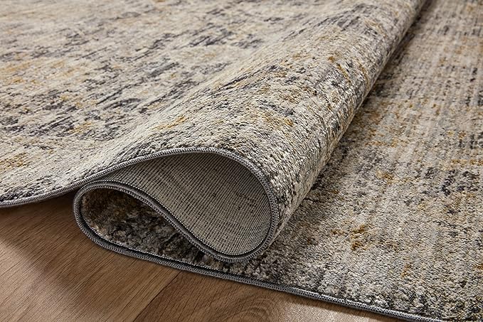 Loloi Jean Stoffer Katherine Collection KES-02 Charcoal/Gold 2'-7" x 12'-0", .25" Pile Height, Runner Rug