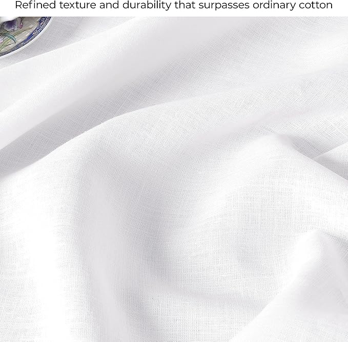 D'Moksha Homes White Linen Tablecloth 60 x 120 Inch - 100% Pure Linen Tablecloth for Rectangle Tables - Machine Washable Table Cloth for Fall, Thanksgiving, Christmas, Holiday