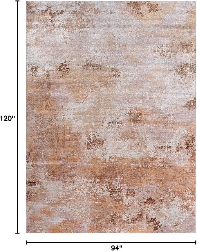 Machine Washable Rugs 8x10 Modern Abstract Non Slip Rubber Backing Soft Area Rug for Living Room Easy to Clean Non Shedding Kitchen for Bedroom Indoor Carpet (Beige - Brown, 8x10)