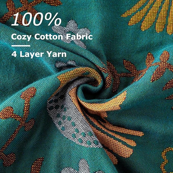 Boho Throw Blanket for Couch 100% Cotton Ultra Soft Rustic Quilt Birds and Floral Double Embroidery Fall Throw Blankets,50"×60" All Season Throws for Sofa Chair