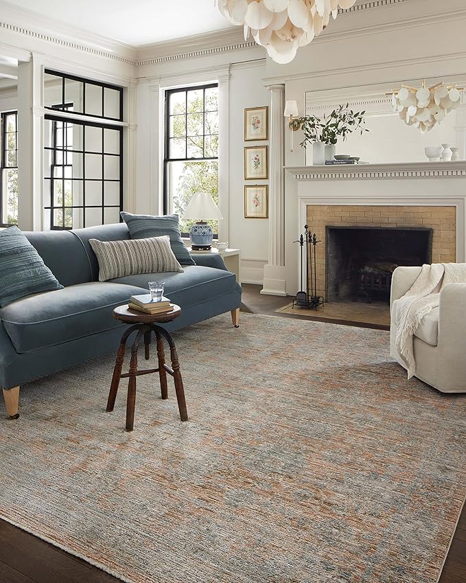 Loloi Jean Stoffer Katherine Collection KES-02 Terracotta/Smoke 9'-6'' x 13'-1'', .25" Pile Height, Area Rug