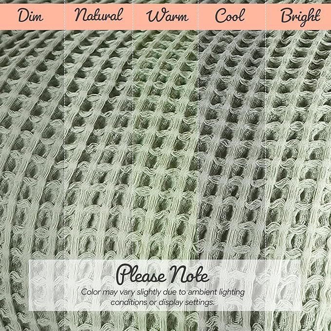 %100 Cotton Waffle Large Couch Cover - Perfect for L-Shape, U-Shape & Sectional Sofas, Washable Couch Cover, Extra Large Sofa Cover, 3, 4 Seater Slip Cover (Sage Green, 91x150 inches - 230x380 cm)