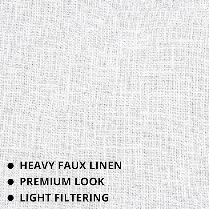 HPD Half Price Drapes Heavy Faux Linen Light Filtering Curtains for Bedroom 96 Inches Long (1 Panel) - Rod Pocket Curtains for Living Room - Window Curtains Home Decor - 50 X 96, Rice White