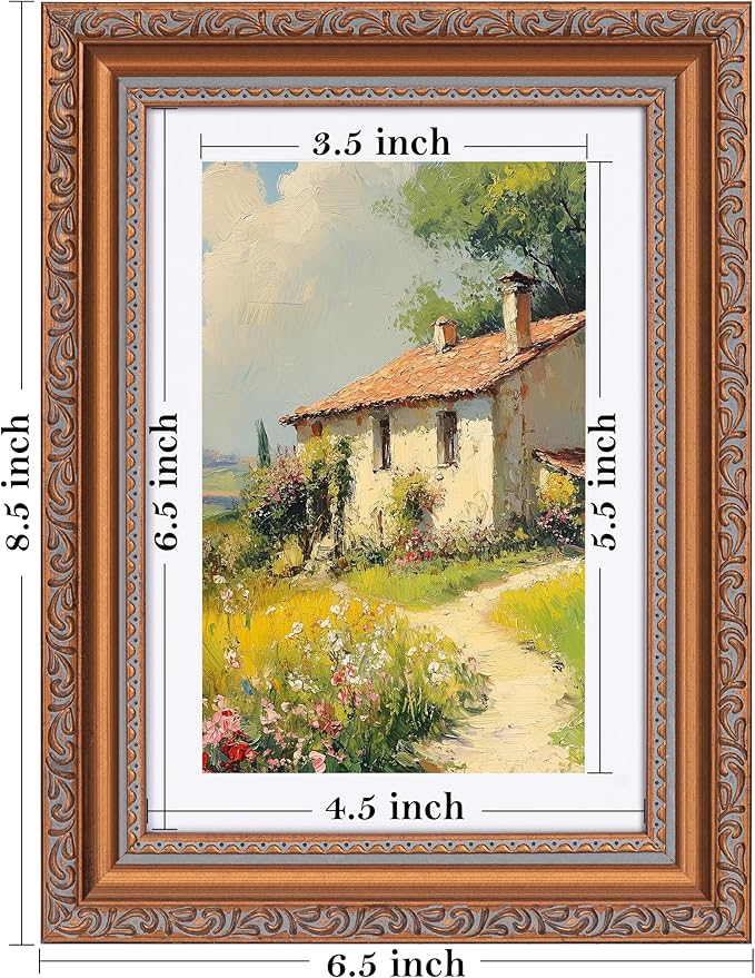 eletecpro 5x7 Picture Frames Set of 2, Vintage Photo Frames with Real Glass, Displays 4x6 Photo with Mat or 5x7 without Mat for Tabletop or Wall Decor, Bronze