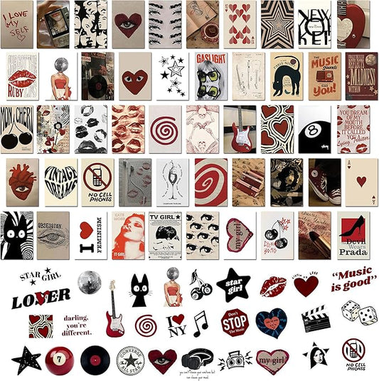 Kizbok Downtown Girl Room Decor Y2k Posters, 50Pcs Vintage Downtown Girl Poster with Downtown Girl Stickers, Retro Y2k Room Decor 4"x6" Wall Collage Kit for Room Aesthetic, Trendy Wall Art Prints Dorm Decor For Teen Girls Bedroom Decor