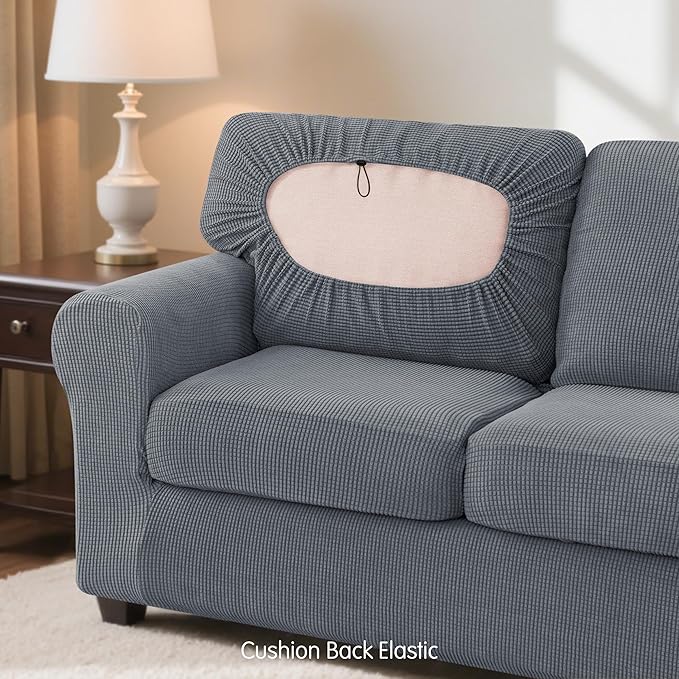 SUBRTEX 3 Pieces Stretch Sofa Slipcover Sets Couch Cover Sets Backrest Cushion Covers Furniture Protector Collection Set for Oversize Sofa Loveseat Chair Slip Covers(Small, Light Gray)