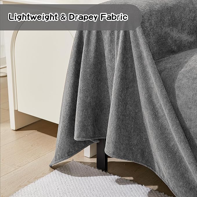 MEETSKY Couch Cover for 3 Cushion Sofa Washable, Cat Scratch Proof Sofa Covers, Furniture Protector L Shape Sofa Slipcovers Soft Sectional Couch Covers for Dogs, 71" x 134", Grey