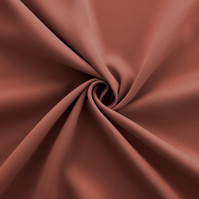 KOUFALL Decorative Blackout Curtains for Bedroom Sliding Glass Door 2 Panels,Boho Earth Tone Curtains for Living Room Decor,90 Inches Long Length,Rust Terracotta