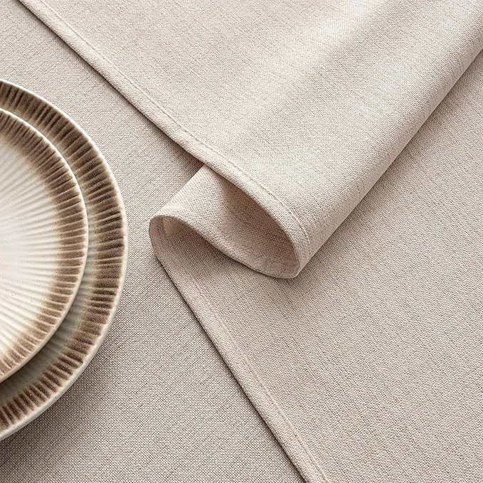 MIULEE Natural Linen Polyester Tablecloth 60x84 Inch Rectangle Table Cloth Waterproof,Stain Resistant & Wrinkle Resistant for Dining Party Wedding