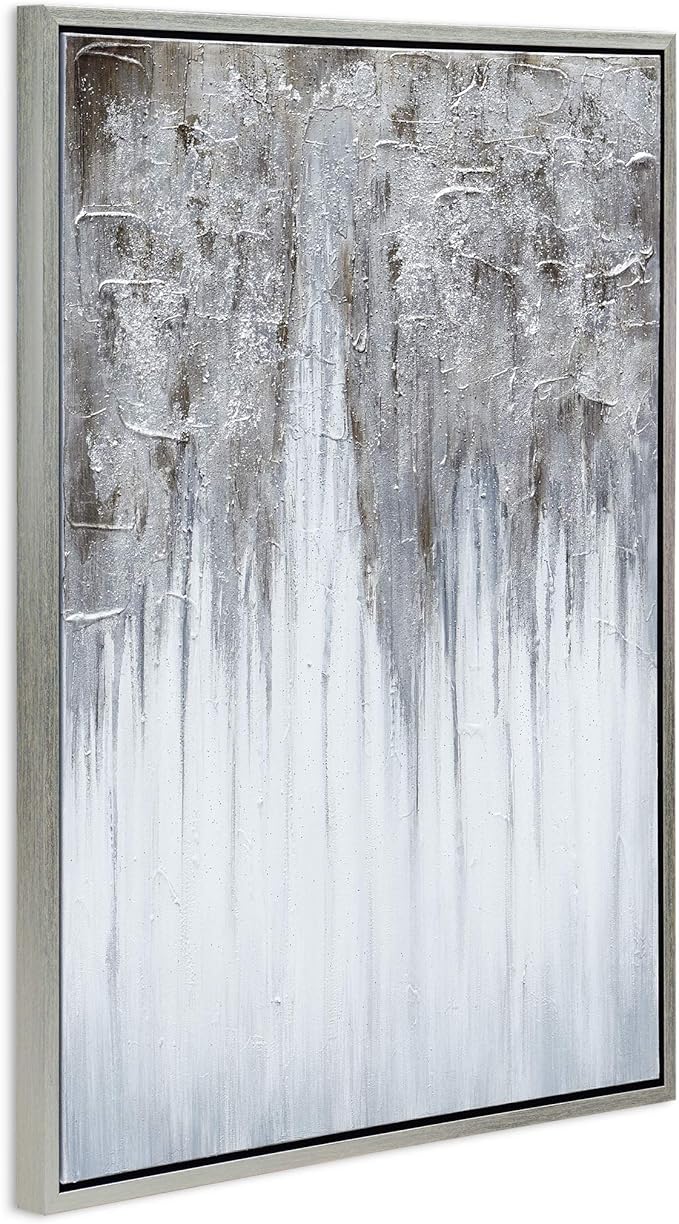 Empire Art Direct Abstract Wall Art Textured Hand Painted Canvas by Martin Edwards, Champagne Frame, 40" x 30", Iceberg