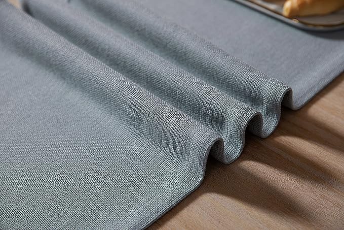 ZeeMart Burlap Style Farmhouse Table Runners 36 Inches Long, Dusty Blue Rustic Woven Dining Table Runner for Everyday Use, 14x36 Inches, Light Dusty Blue