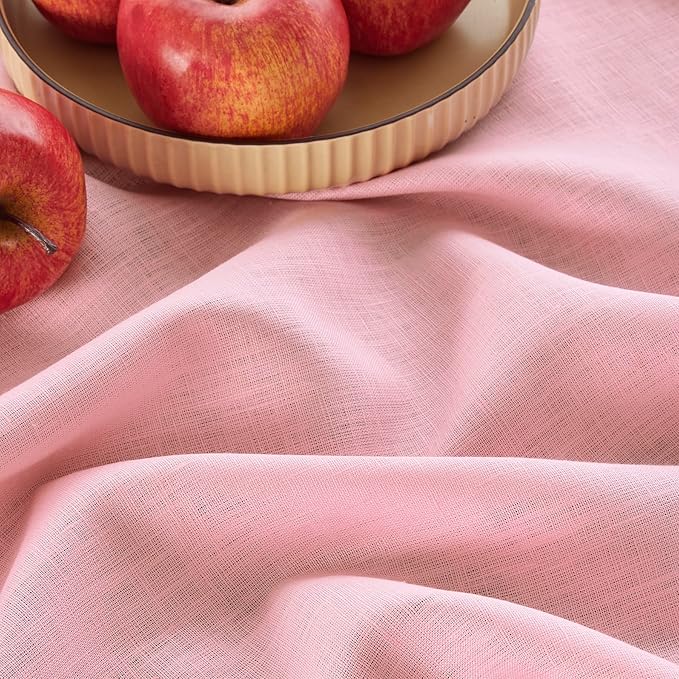 Solino Home Linen Square Tablecloth 52 x 52 Inch - 100% Pure Linen Pink Lemonade Table Throw - Fete, Machine Washable Table Cloth