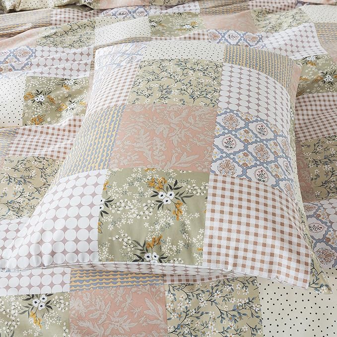 HoneiLife Duvet Dover Queen Size - 100% Cotton Comforter Cover, Checkered Bedlinen Set with Zipper Closure & Corner Ties, 3-PC Rustic Comforter Cover Sets
