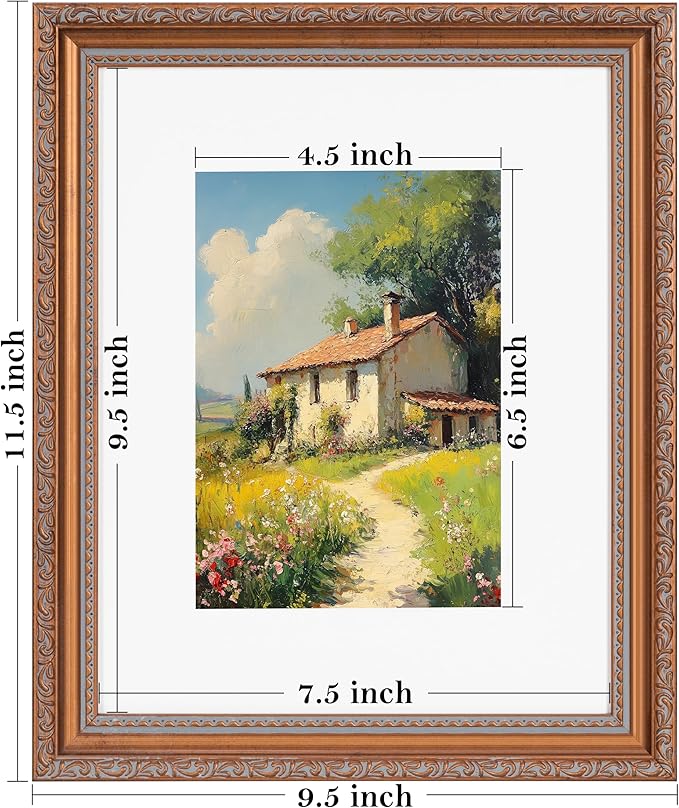 eletecpro 8x10 Picture Frames Set of 2, Vintage Photo Frames with Real Glass, Display 5x7 Photo with Mat or 8x10 without Mat for Tabletop or Wall Decor, Bronze