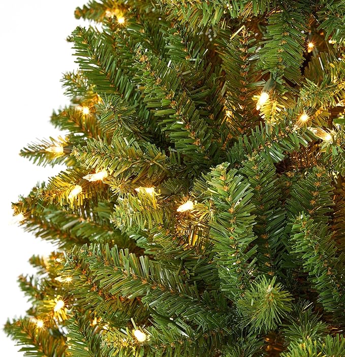 Yaheetech Premium Pre-Lit Douglas Full Fir Ultra-Thick Spruce Christmas Tree with Incandescent Warm White Lights and Branch Tips, Prelighted Xmas Tree with Foldable Stand, 7.5ft, Green