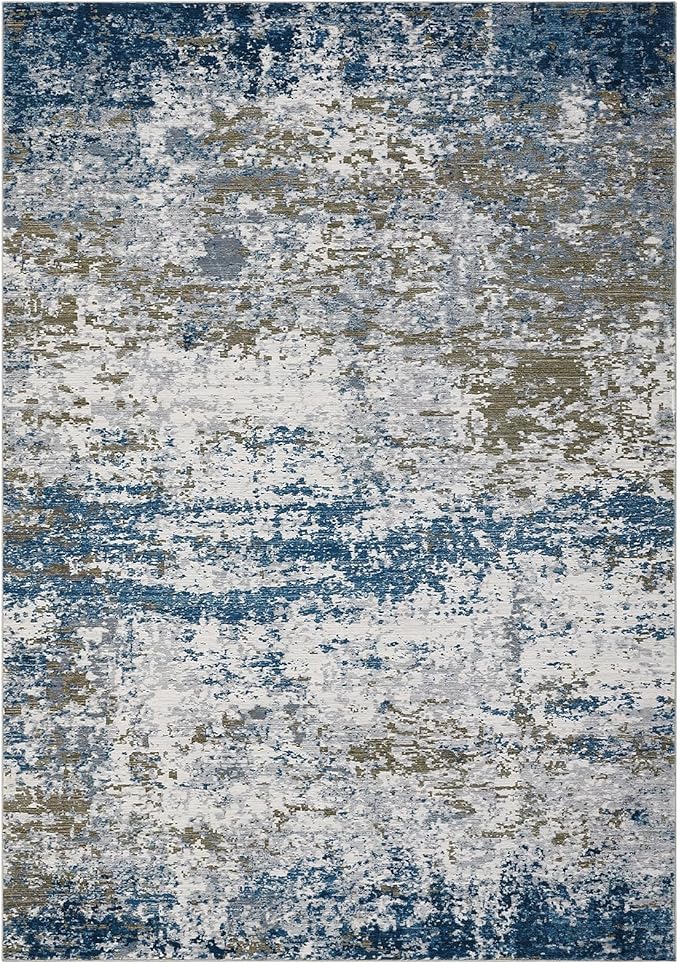 Modern Abstract Area Rug 3x5 Non Slip Non Shedding Rug Low Pile Stain Resistant for Bedroom Living Room,Navy