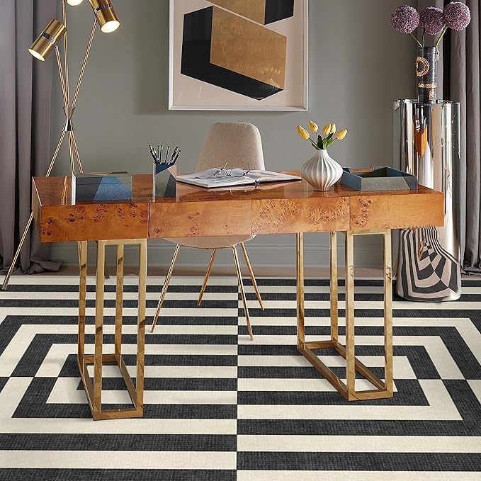 RUGGABLE x Jonathan Adler Machine Washable Modern Area Rug – Op Art Charcoal 6x9, Stain-Resistant, Non-Slip – Medium Rugs for Living Room, Bedroom, Hallway, Entryway & Office–with Cushioned Pad