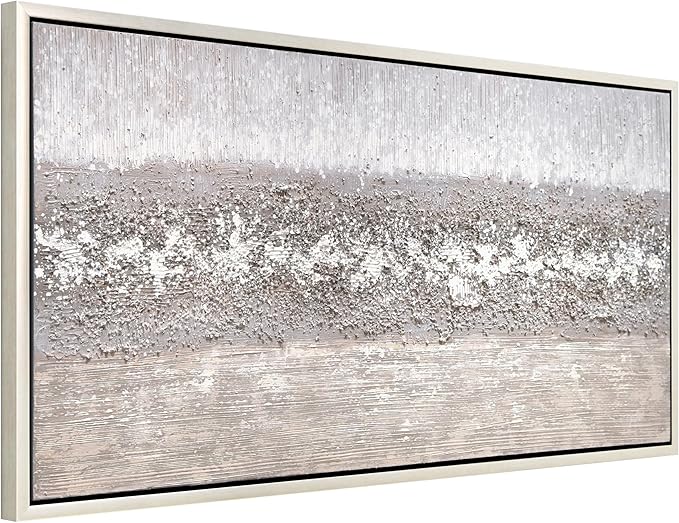 Empire Art Direct Tranquil Horizon Textured Glitter Hand Painted Framed Canvas Wall Art, Ready to Hang, Living Room, Bedroom & Office, 24"x48"x1.5"