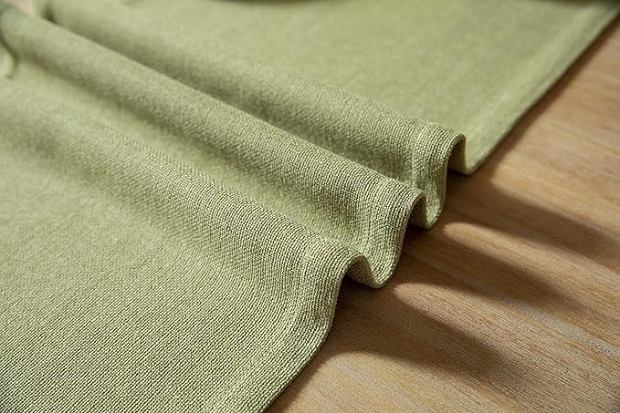 ZeeMart Burlap Style Farmhouse Table Runners 72 Inches Long, Sage Green Rustic Woven Dining Table Runner for Everyday Use, 14x72 Inches, Light Sage Green