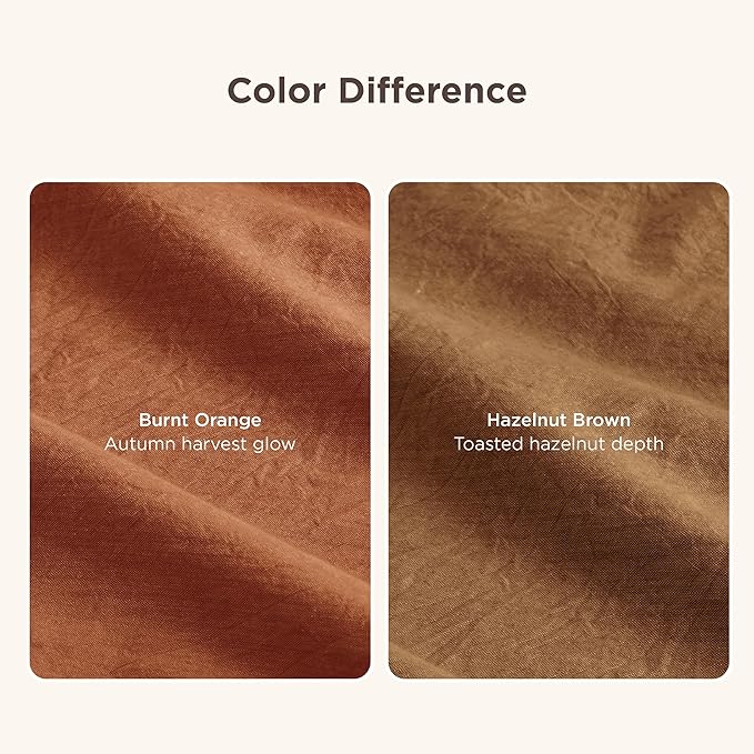 Bedsure 100% Washed Cotton Duvet Cover Queen Size - Hazelnut Brown Minimalist Cotton Duvet Cover Linen Like Breathable - GentleSoft™ Plain Simple Bedding (Hazelnut Brown, Queen, 90"x90")
