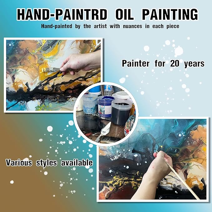Abstract Hand Painted Wall Art for Living Room - Modern Office Wall Art Ideas Paintings - Large Picture Frames for Wall Size 29" x 59"
