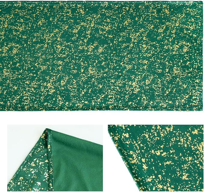 Artoid Mode Dark Green Dutch Fleece Table Runner, Glitter Metallic Foil Holiday Kitchen Dining Table Decoration for Home Party Decor 13x48 Inch