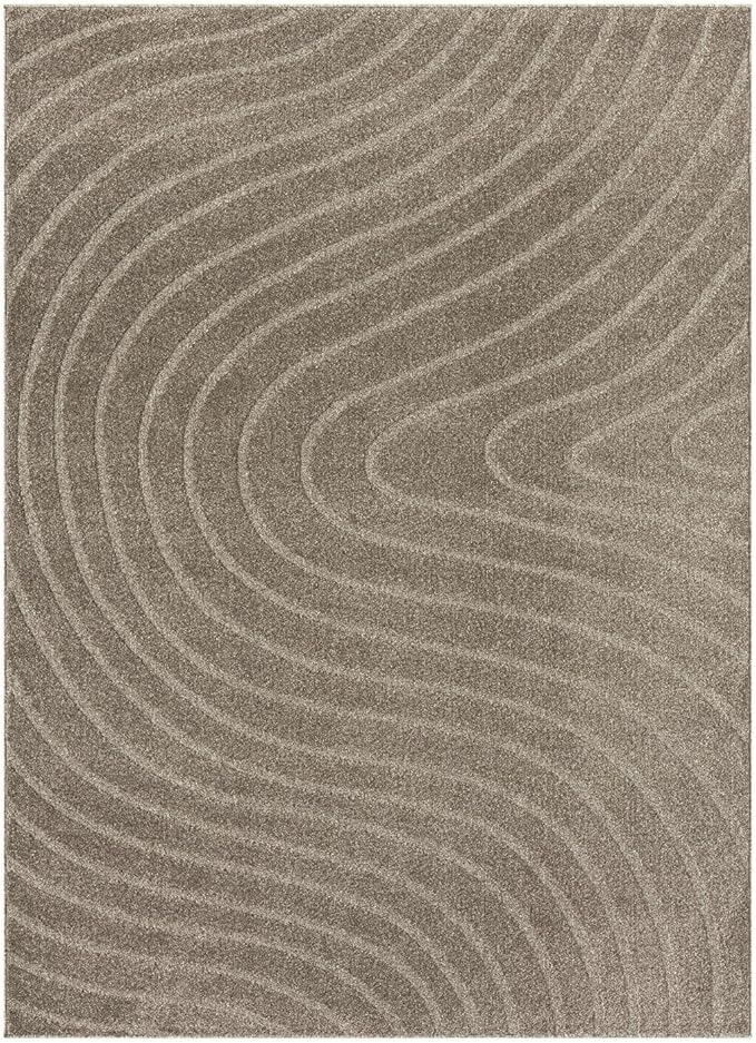 LUXE WEAVERS Modern Geometric Wave Taupe 5x7 Area Rug