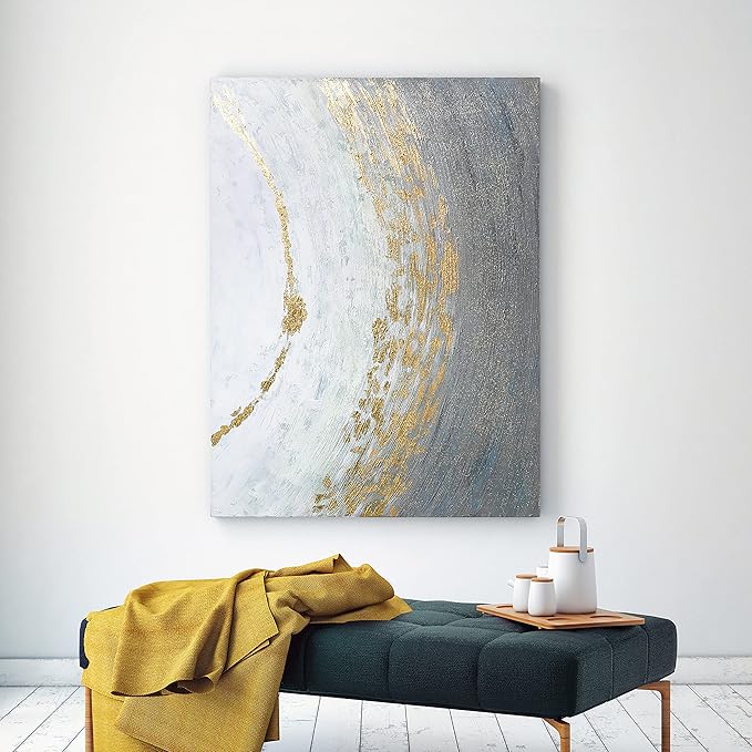 Empire Art Direct Abstract Wall Art Textured Hand Painted Canvas by Martin Edwards, Unframed, 40" x 30", Golden Tundra