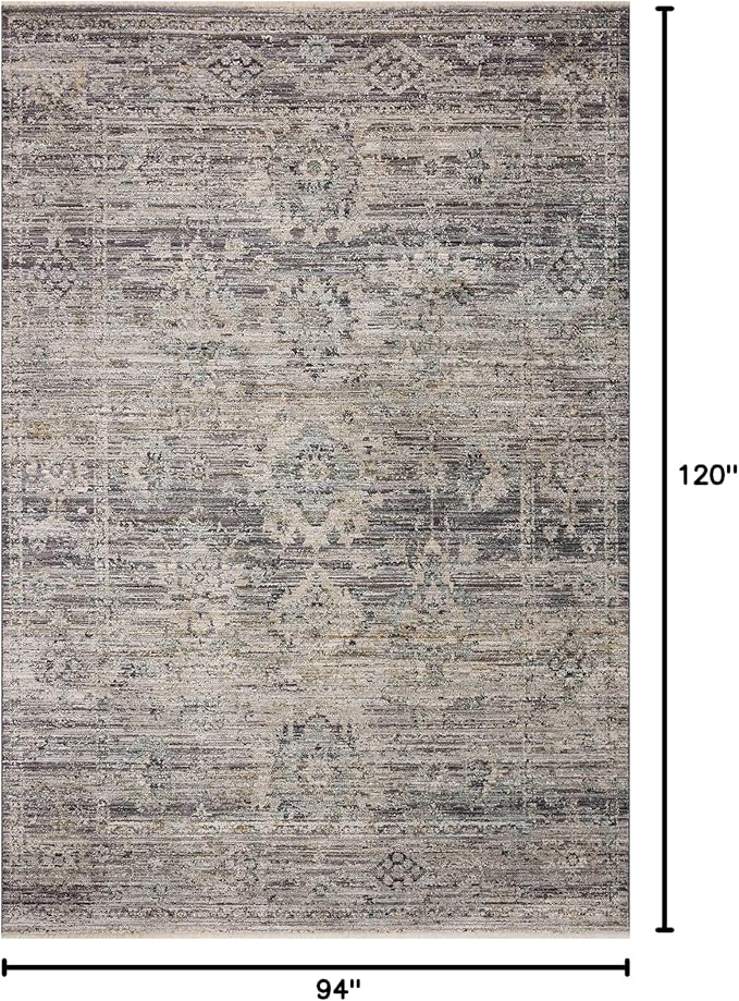 Loloi Jean Stoffer Katherine Collection KES-05 Graphite/Jade 7'-10'' x 10', .25" Pile Height, Area Rug