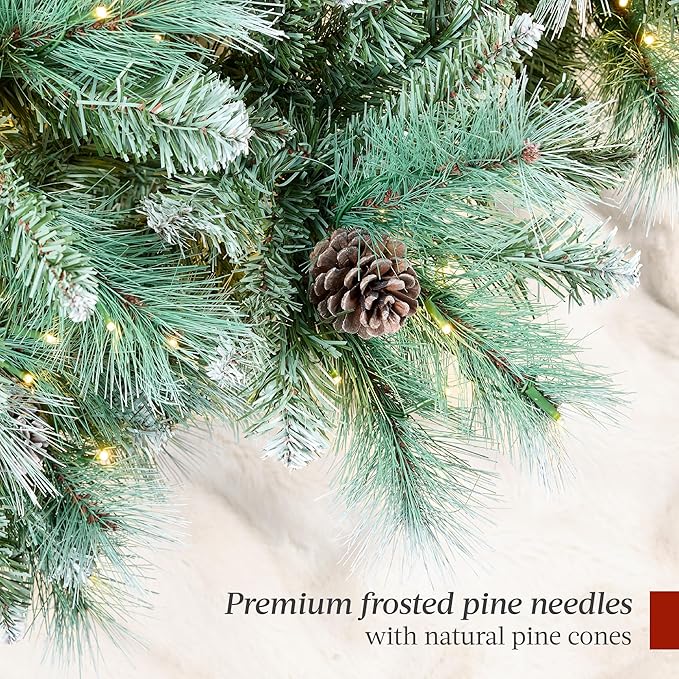 Best Choice Products Full Scotch Pine Christmas Tree, 7.5ft Pre-Lit Frosted Holiday Decor w/ 1,500 Twinkling Micro LED Lights, 2-in-1 White & Multicolor