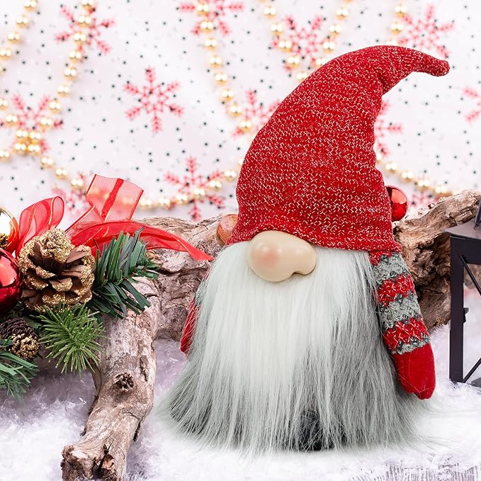 Gnome Christmas Decorations, Gnome Plush Ornaments Swedish Santa Tomte Elf Stuffed Dwarf, Indoor Christmas Decorations for Home Shelf Mantel Window Table Kitchen Bedroom Holiday Party Winter